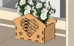 Laser Cut Heart Shape Flower Basket Gift Easter Basket Free Vector File