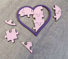 Laser Cut Heart Shaped Jigsaw Puzzle Free Vector File