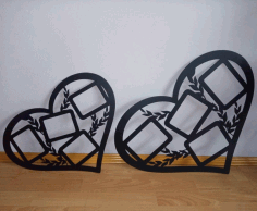 Laser Cut Heart Shaped Multi Picture Frame Hanging Gallery Free DXF File