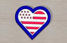 Laser Cut Heart With American Flag Free DXF File