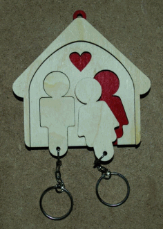 Laser Cut His And Hers Key Holder Wall Mount Key Chain Holder Gift For Couples Free Vector File