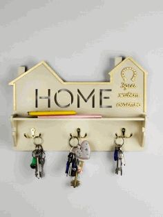 Laser Cut Home Key Hanger Free Vector File