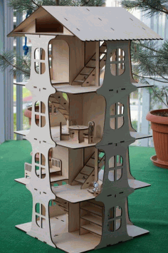 Laser Cut House 5 Floors 3d Puzzle Free Vector File
