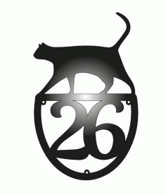 Laser Cut House Number With Cat Free DXF File