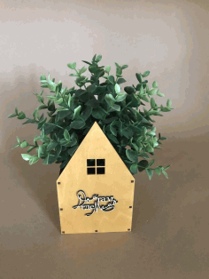 Laser Cut House Shaped Flower Box Free Vector File