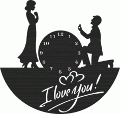 Laser Cut I Love You Clock Free DXF File