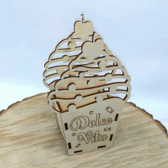 Laser Cut Ice Cream Shaped Box Basket Free Vector File