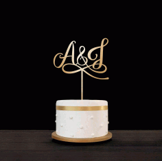 Laser Cut Initials Cake Topper Free Vector File