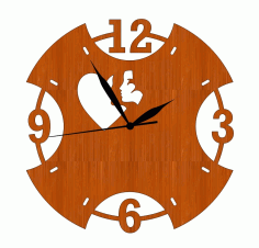 Laser Cut International Womens Day 8 March Woman Face Heart Wooden Wall Clock Free Vector File