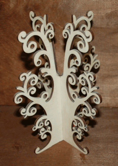 Laser Cut Jewelry Tree Stand Earring Necklace Tree Holder Organizer Free Vector File