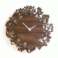 Laser Cut Jungle Animals Wall Clock Free Vector File
