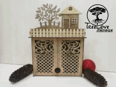 Laser Cut Key Cabinet Wooden Key Holder Box Wall Mounted Decorative Key Rack 3mm Free Vector File