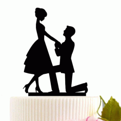 Laser Cut Kneel To Propose Wedding Cake Topper Free Vector File