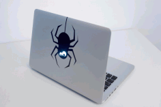 Laser Cut Laptop Sticker Spider 12x20cm Free DXF File
