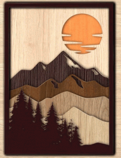 Laser Cut Layered Mountain Art Forest Wall Decor Free Vector File