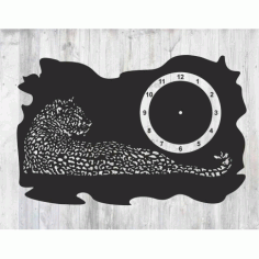 Laser Cut Leopard Clock Template Free Vector File