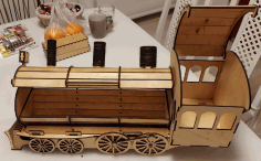 Laser Cut Locomotive Or Train Engine Wine Bottle Holder Gift Box Free DXF File
