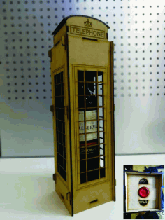 Laser Cut London Telephone Box Wine Holder Box Free DXF File