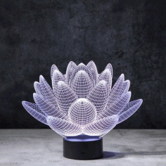 Laser Cut Lotus 3d Illusion Lamp Free Vector File, Free Vectors File