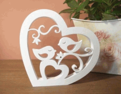 Laser Cut Love Birds With Heart Free Vector File
