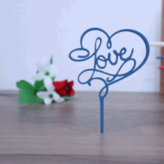 Laser Cut Love Cake Topper Wedding Valentines Celebration Decor Free Vector File