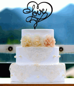 Laser Cut Love Heart Cake Topper Free Vector File