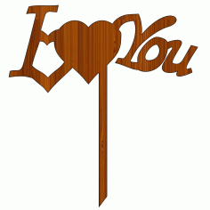Laser Cut Love Heart Wooden Topper Free Vector File