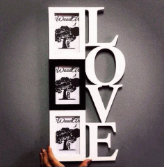 Laser Cut Love Photo Frame Free Vector File