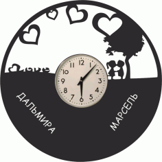 Laser Cut Love Vinyl Clock Wall Art Free Vector File