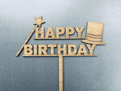 Laser Cut Magician Cake Topper Free Vector File, Free Vectors File