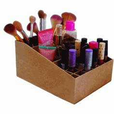 Laser Cut Makeup Organizer Desktop Cosmetics Storage Box Free Vector File, Free Vectors File
