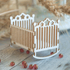 Laser Cut Mini Baby Crib Free Vector File