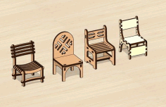 Laser Cut Miniature Classroom Chairs Set Free Vector File