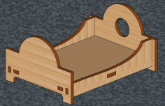 Laser Cut Miniature Furniture Teddy Bear Dog Dollhouse Bed Free Vector File