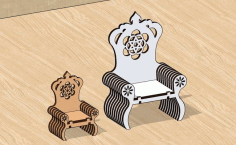 Laser Cut Miniature Throne Chair Free Vector File