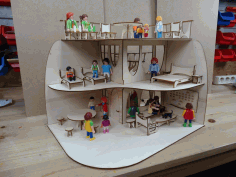 Laser Cut Modern House Wooden Doll House 3mm Toys For Children Free DXF File