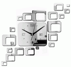 Laser Cut Modern Square Wall Clock Free Vector File