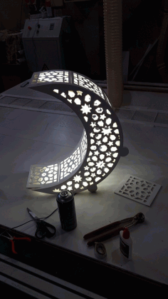 Laser Cut Moon Shaped Night Light Lamp Free DXF File