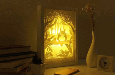 Laser Cut My Neighbor Totoro 3d Lightbox Lamp Free Vector File