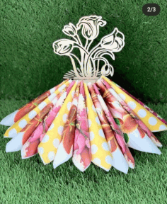 Laser Cut Napkin Holder Flowers In Vase Template Free Vector File, Free Vectors File