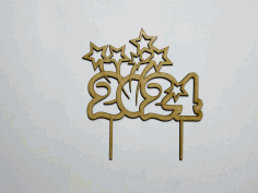 Laser Cut New Year Cake Topper 2024 Free Vector File