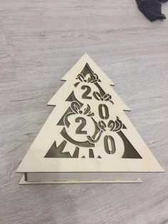 Laser Cut New Year Tree Shape Box Free Vector File