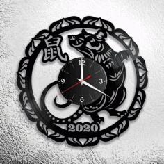 Laser Cut New Year Wall Clock Free DXF File