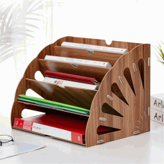 Laser Cut Office Desktop Stationery Rack Letter Magazine File Folder Holder Document Organizer Free Vector File