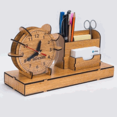 Laser Cut Organizer Clock Pen Slip Pad Holder Free DXF File