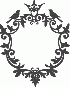 Laser Cut Ornamental Birds Frame Free DXF File