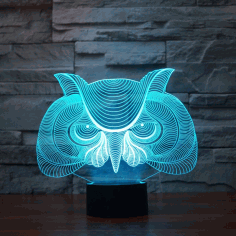 Laser Cut Owl 3d Illusion Desk Lamp Acrylic Night Light Free Vector File, Free Vectors File