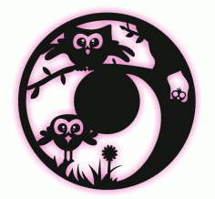 Laser Cut Owl Clock Model 2 Free Vector File