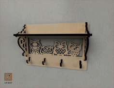 Laser Cut Owl Decor Shelf With Wall Hanger Free Vector File, Free Vectors File