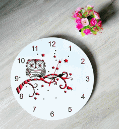 Laser Cut Owl On Branch Decorative Wooden Wall Clock Free Vector File